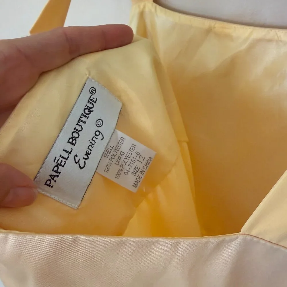 Papell Boutique Yellow Maxi Dress Formal Chiffon Prom Bridesmaid Dress 12 - Picture 5 of 9